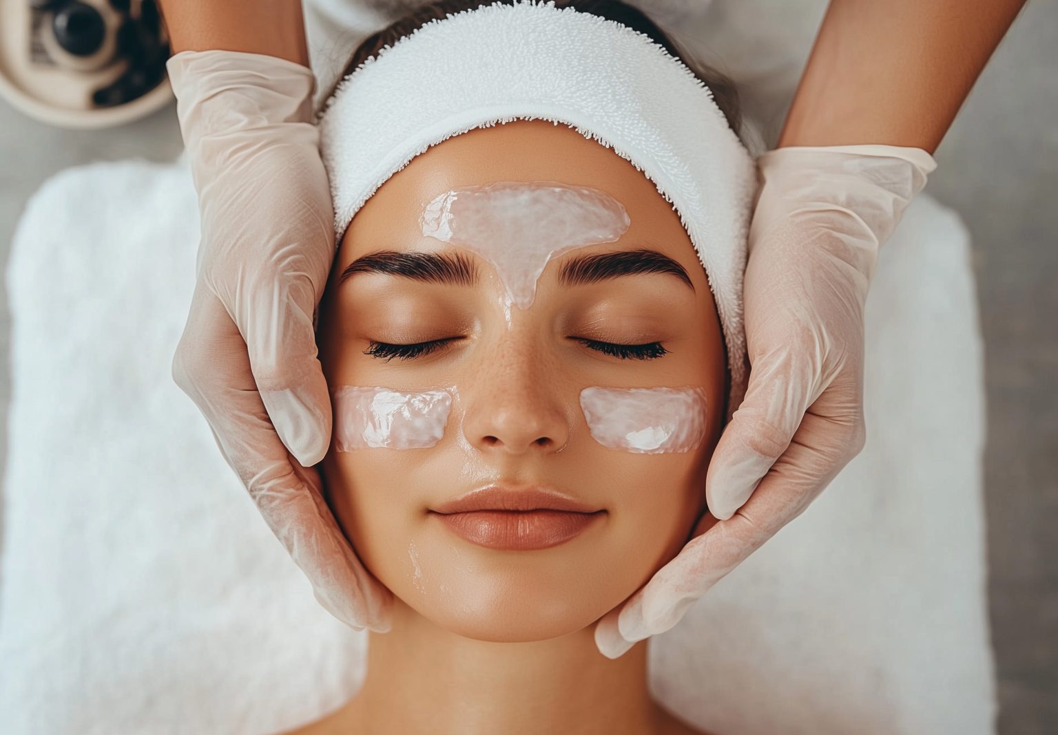 Woman in a spa getting face rejuvenation treatment face-treatment